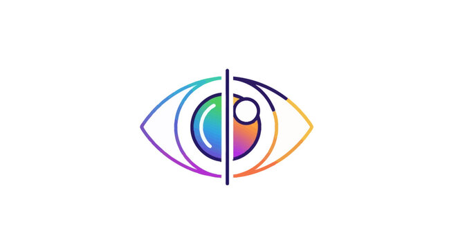 Abstract Eye Icon with Rainbow Gradient and Split Design