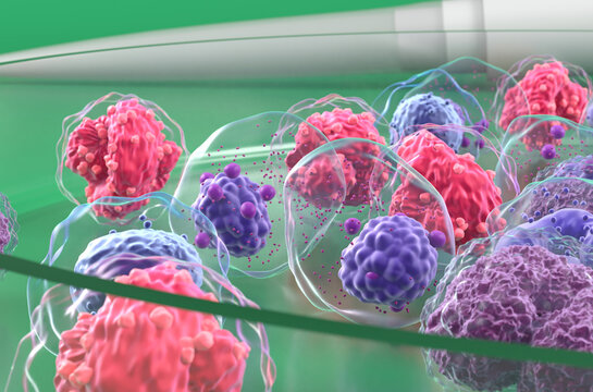 Blood cancer cells - closeup view 3d illustration