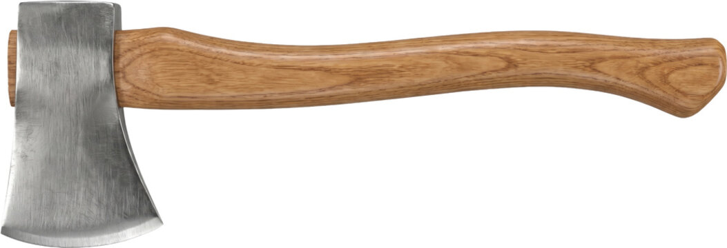 Steel axe with wooden handle isolated on transparent background