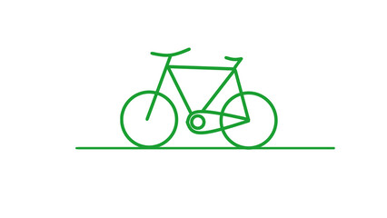 Fototapeta premium Transparent Green Bicycle Icon Vector Illustration on White Background, Minimalist Design, Ideal for Transportation, Fitness, and Environmental Themes