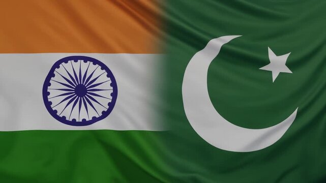 "Juxtaposed flags of India and Pakistan, symbolizing shared history, cultural ties, and geopolitical contrast."