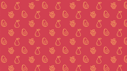 Naklejka premium Fruits and vegetables doodle vector pattern