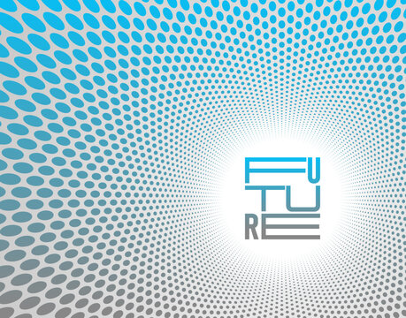 Radial dotted tunnel with strong central focus, symbolizing vision, progress, direction, clarity and forward movement.