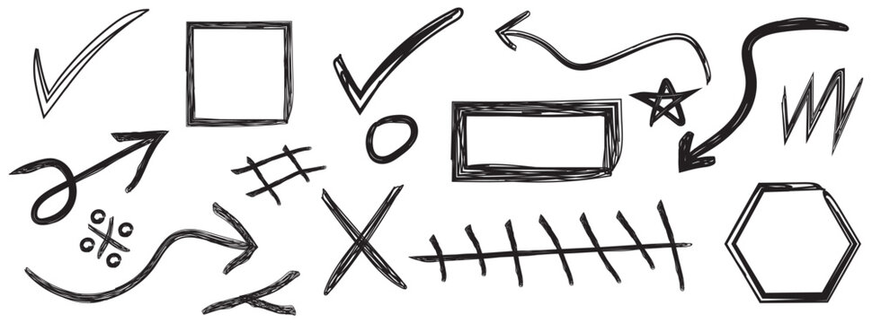 Hand Drawn UI UX Wireframe Sketch Icons Set