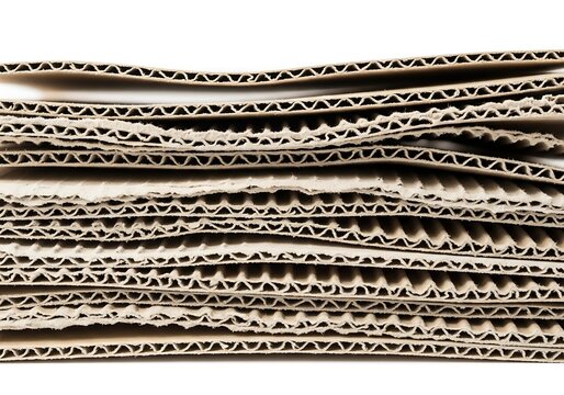 A stack of corrugated cardboard sheets