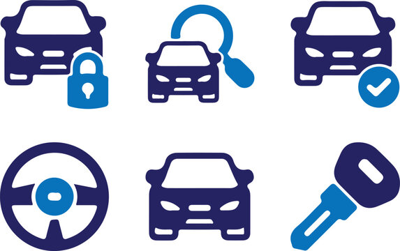 car auto repair bule icon set vector illustration design collection 