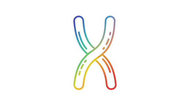 Abstract rainbow chromosome icon, science, genetics, DNA, biology, health, research, colorful