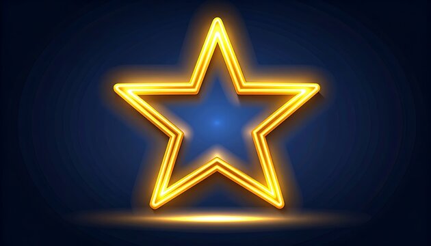Glowing Yellow Star Neon Sign.