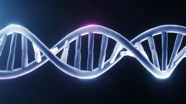 DNA double helix structure displayed in glowing digital design  