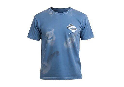 Blue t-shirt with white logo on the upper right side