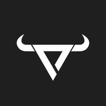 Modern Geometric Bull Head Logo with Stylized Horns and Triangle Shape