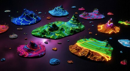 Abstract colorful floating islands