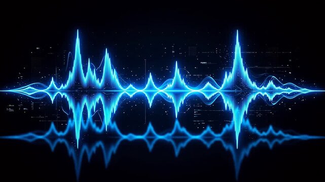 Blue sound wave pattern on dark background symbolizing digital transformation and future innovation