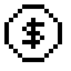 Fototapeta premium Pixel Art Monochrome Coin Icon