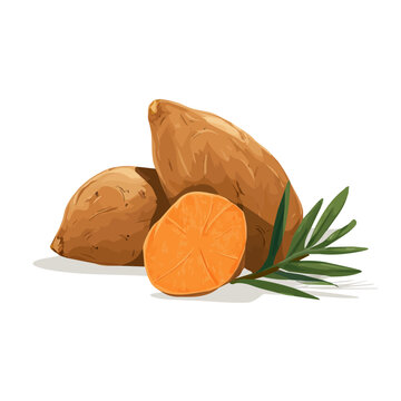 2D flat vector graphic of a Yam in icon style, isolated on white background