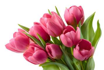 Obraz premium pink tulips on a white background