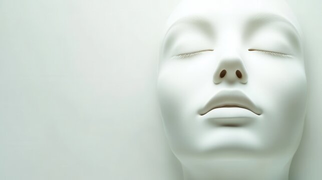 Abstract White Face Outline Against Blank Space