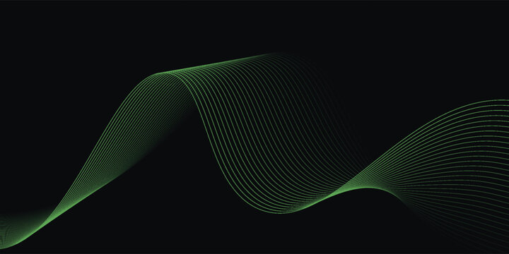 Dark Background with Smooth Green Curve Line Pattern for Futuristic, Elegant, and Tech-Inspired Design