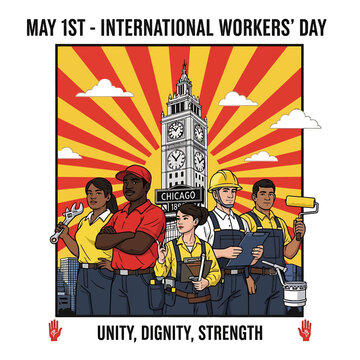 May 1st International Workers' Day Celebration vector illustration