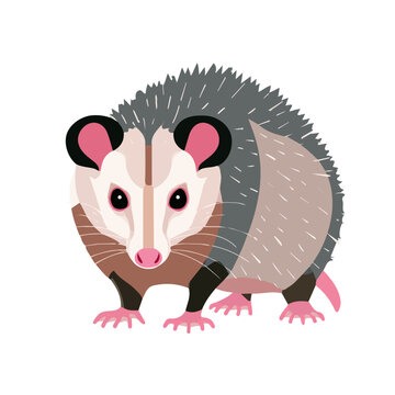 Flat-design 2D vector artwork of a Opossum, styled as an icon and isolated against white background