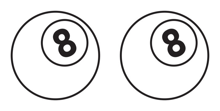 Vector 8 ball illustration isolated on white background. Can be used for logo element, or any kind of decoration or print work. Line Art Design.