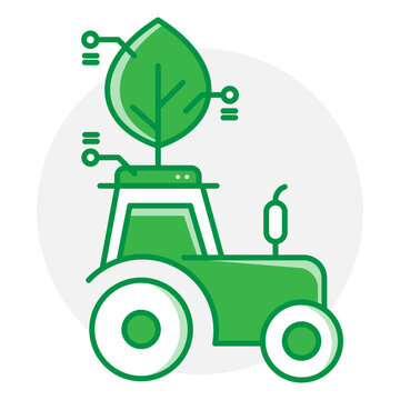 Connected Farming Line Icon with Smart Crop Monitoring