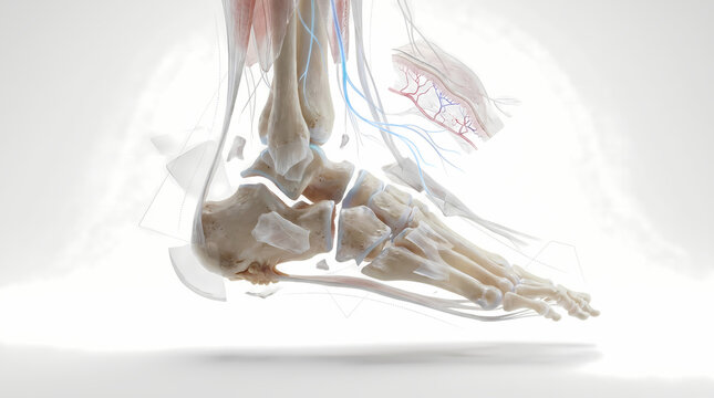 Anatomical View Of The Human Foot And Ankle With Muscles Tendons And Nerves