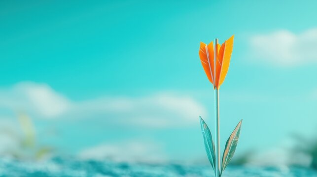 Business and Marketing Target Bullseye target with an arrow hitting the center, symbolizing achieving business goals, marketing objectives, and successful campaigns.