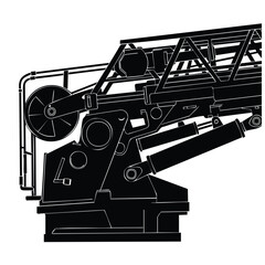 Hydraulic lifting crane boom assembly detail silhouette set bundle unit. © Arif