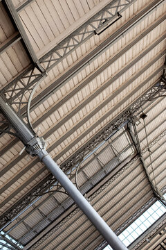 Base of a wooden frame and metal beams
