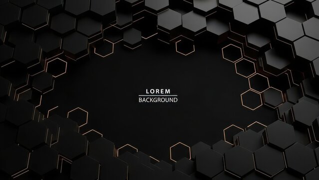 Dark hexagonal grid surface with glowing highlights abstract background