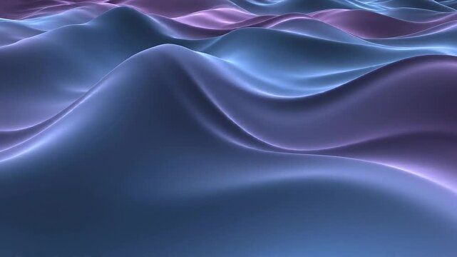 Wavy Landscape of Smooth Forms in Soft Blue and Purple Hues with Gentle Illumination