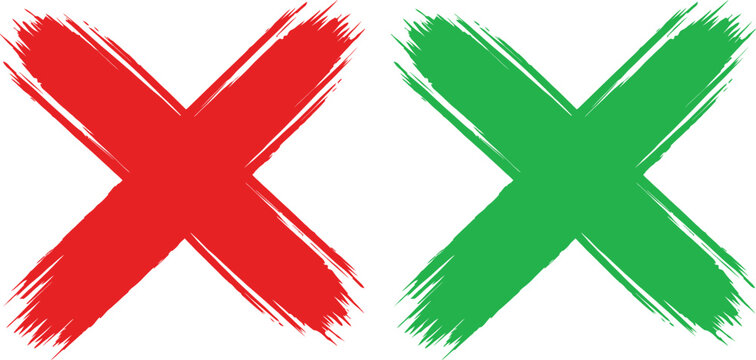Two bold x marks a red and green contrast