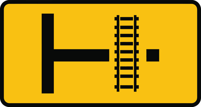 Railway crossing ahead with intersection warning sign