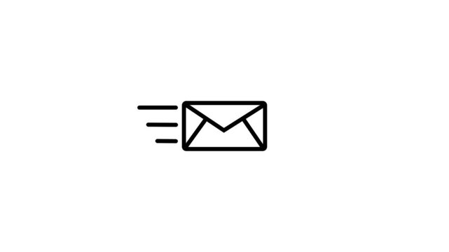 Mail email message sending envelope icon animation.4k video