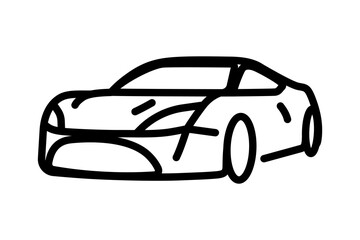 Obraz premium Sports car vector icon black line object isolated on white background