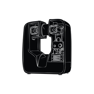 3D printer internal view showing extrusion and cooling mechanisms silhouette.