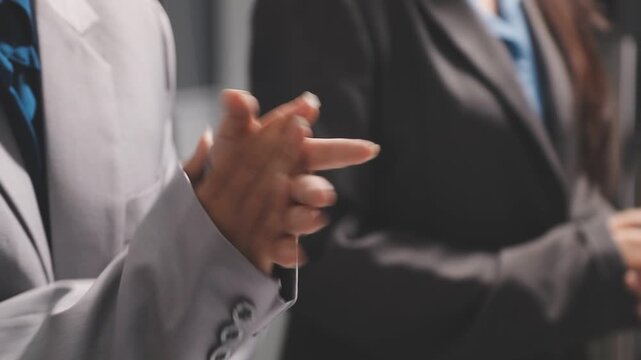 Business people applauding. Group of business people clapping in row. Banner background.