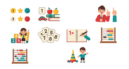 Fototapeta premium set of educational icons on transparent background