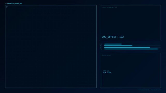 Advanced Digital Interface Display with Data Metrics and Graphs for Real-Time Monitoring Video Animation