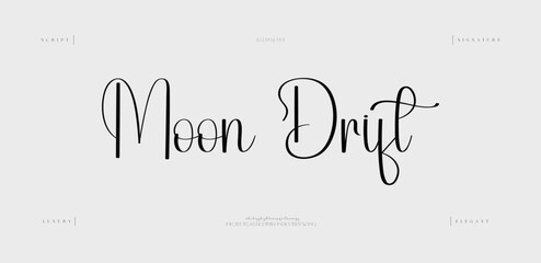 Moon Drift, Script premium luxury elegant alphabet letters and numbers. Elegant wedding typography classic serif font decorative vintage retro. Creative vector illustration  © Spidey 