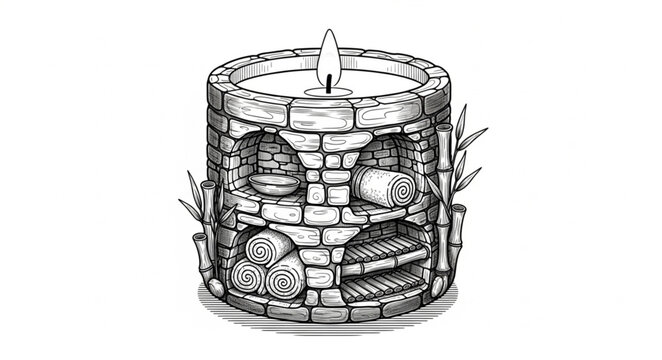 Detailed Candle Line Art Vector 