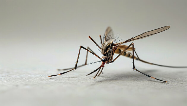 Extreme close-up of a mosquito in high detail for scientific and educational purposes with copy space