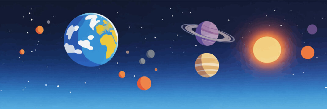 Cartoon Solar System Galaxy Cosmic Space Background Illustration