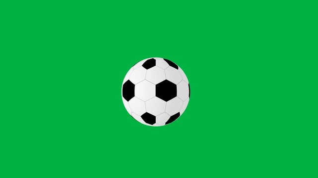 2d rendered animation of bouncing soccer ball with green screen background