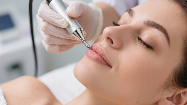 Cosmetic Lip Procedure with Precision Device in Aesthetic Clinic