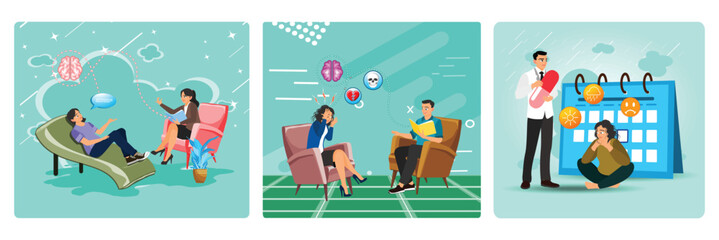 Fototapeta premium Psychotherapy concept. Depression counseling. Seasonal affective disorder treatment.