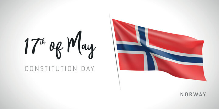 Norway constitution day vector banner, greeting card.