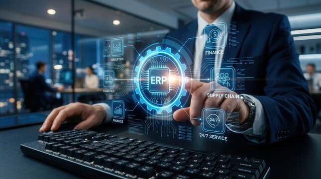 Enterprise Resource Planning ERP system for business process management.