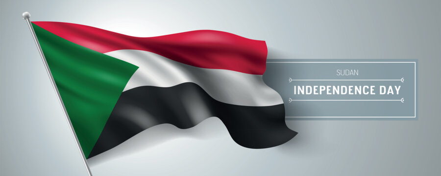 Sudan happy independence day greeting card, banner vector illustration